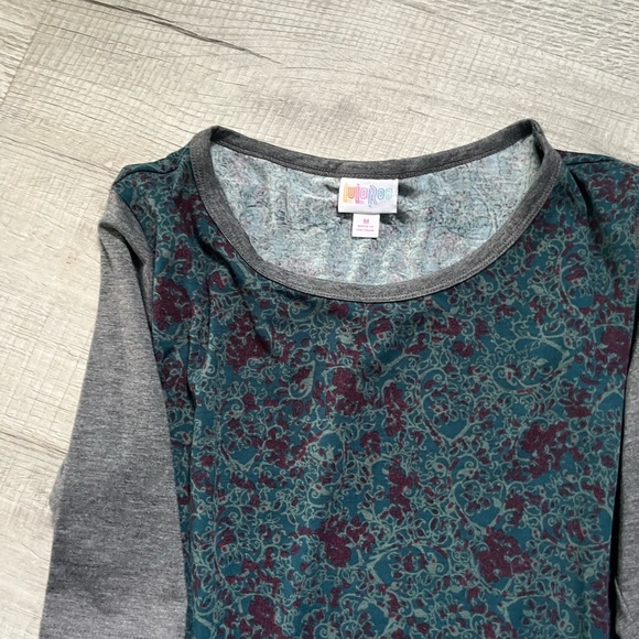 Lularoe Gray and Teal Floral shirt dress Dress - Picture 2 of 2